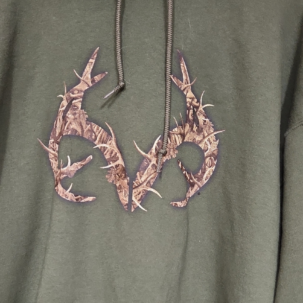 Jerzees Green Sweater With Antler Design View 3